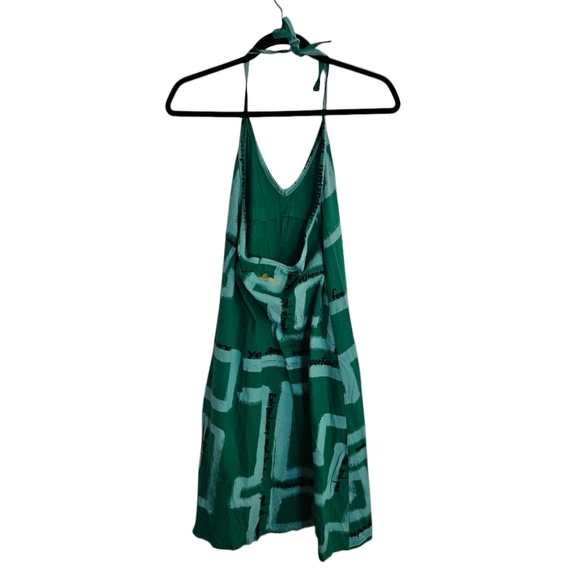 🎉HP🎉 *Rare* Desigual Halter Mini Dress Green Inspirational Sayings size Small - Picture 5 of 11